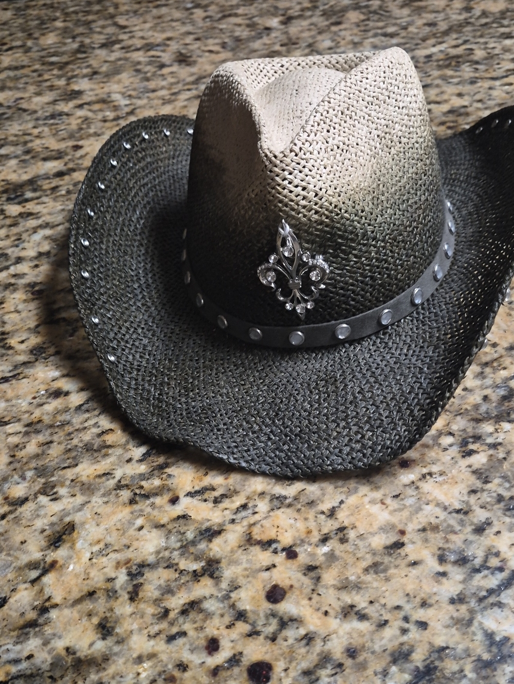 Peter Grimm Olive and Beige Straw Cowboy Hat